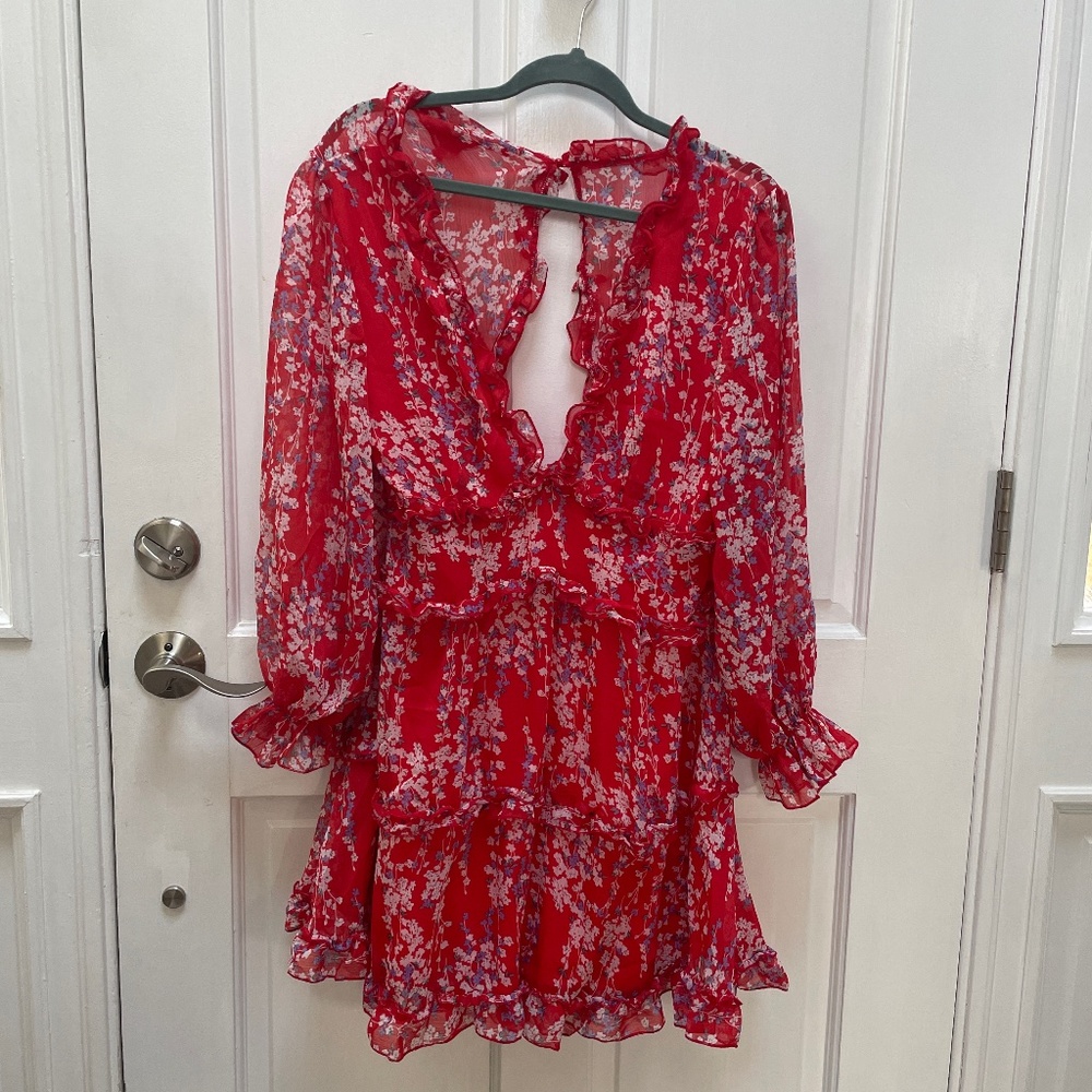 Red floral bohemian spring dress